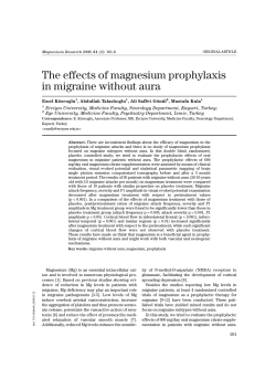 The effects of magnesium prophylaxis in migraine without aura