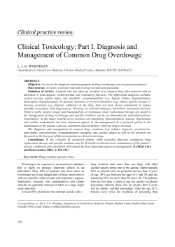 Clinical Toxicology: Part I. Diagnosis and Management of Common Drug Overdosage  EY