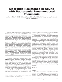 Macrolide Resistance in Adults with Bacteremic Pneumococcal Pneumonia