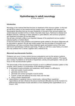Hydrotherapy in adult neurology