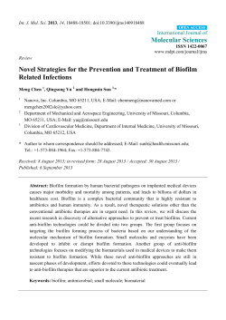 Molecular Sciences Novel Strategies for the Prevention and Treatment of Biofilm