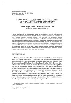 FUNCTIONAL ASSESSMENT AND TREATMENT OF PICA: A SINGLE-CASE EXPERIMENT