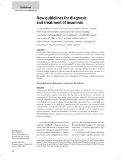 New guidelines for diagnosis and treatment of insomnia Guidelines