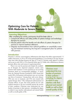 Optimizing Care for Patients With Moderate to Severe Psoriasis Learning Objectives