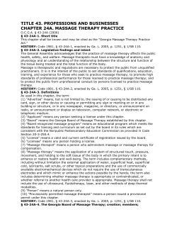 TITLE 43. PROFESSIONS AND BUSINESSES CHAPTER 24A. MASSAGE THERAPY PRACTICE