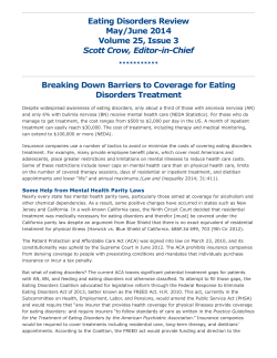 Eating Disorders Review May/June 2014 Volume 25, Issue 3