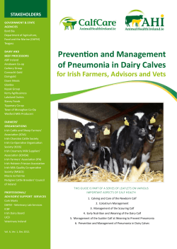 Prevention and Management of Pneumonia in Dairy Calves STAKEHOLDERS
