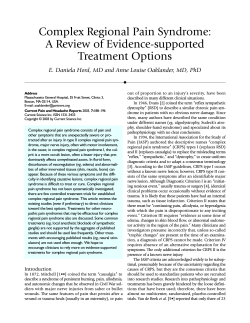 Complex Regional Pain Syndrome: A Review of Evidence-supported Treatment Options