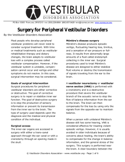 Surgery for Peripheral Vestibular Disorders  By the Vestibular Disorders Association