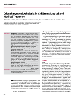 cricopharyngeal achalasia in children: surgical and medical treatment Original articles Michael Drendel MD