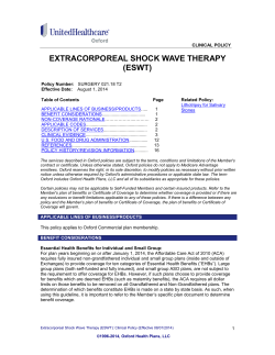 EXTRACORPOREAL SHOCK WAVE THERAPY (ESWT)