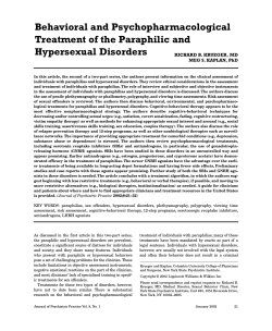 Behavioral and Psychopharmacological Treatment of the Paraphilic and Hypersexual Disorders