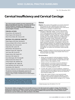 Cervical Insufficiency and Cervical Cerclage SOGC CLINICAL PRACTICE GUIDELINES