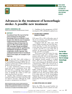 Advances in the treatment of hemorrhagic stroke: A possible new treatment