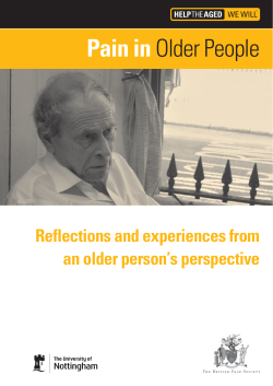 Pain in Older People Reflections and experiences from an older person’s perspective