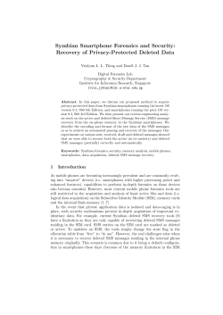 Symbian Smartphone Forensics and Security: Recovery of Privacy-Protected Deleted Data