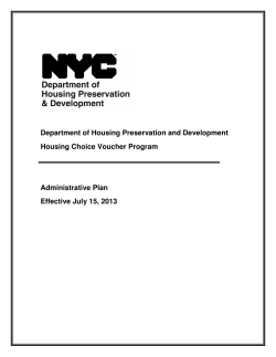 Department of Housing Preservation and Development Housing Choice Voucher Program Administrative Plan
