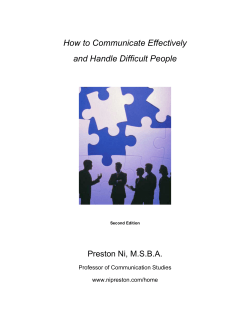 How to Communicate Effectively and Handle Difficult People Preston Ni, M.S.B.A.