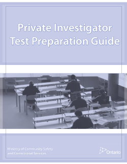 Private Investigator Test Preparation Guide Ministry of Community Safety and Correctional Services