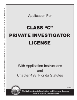 CLASS “C” PRIVATE INVESTIGATOR LICENSE Application For