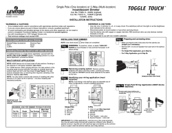 Single Pole (One location) or 3-Way (Multi-location) Incandescent Dimmer INSTALLATION INSTRUCTIONS