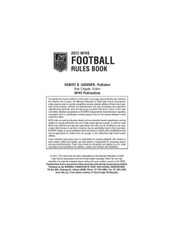 FOOTBALL RULES BOOK 2012 NFHS ROBERT B. GARDNER, Publisher