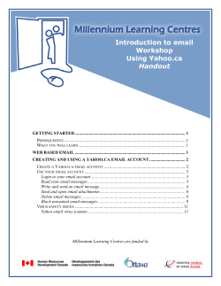 Introduction to email Workshop Using Yahoo.ca Handout