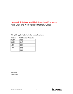 Lexmark Printers and Multifunction Products: Hard Disk and Non-Volatile Memory Guide