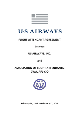FLIGHT ATTENDANT AGREEMENT US AIRWAYS, INC. ASSOCIATION OF FLIGHT ATTENDANTS- CWA, AFL-CIO