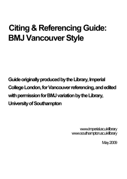 Citing &amp; Referencing Guide: BMJ Vancouver Style