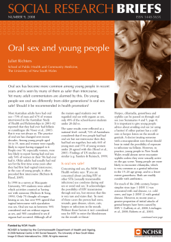 SOCIAL RESEARCH BRIEFS Oral sex and young people Juliet Richters
