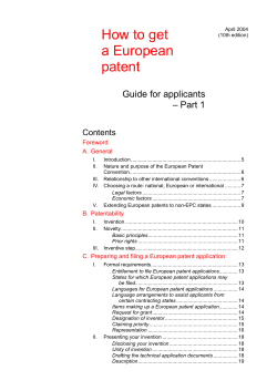 How to get a European patent Guide for applicants