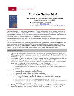 Citation Guide: MLA 