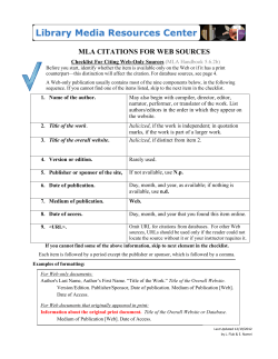 MLA CITATIONS FOR WEB SOURCES Checklist For Citing Web-Only Sources