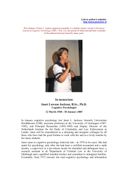 In memoriam Janet Lawson Jackson, B.Sc., Ph.D.