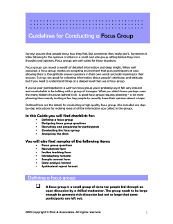 Guidelines for Conducting a  Focus Group