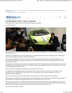 Lamborghini Chief Looks to Expand - WSJ.com