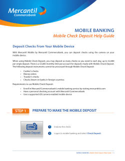 MOBILE BANKING Mobile Check Deposit Help Guide