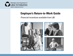 Employer’s Return-to-Work Guide Financial incentives available from L&amp;I