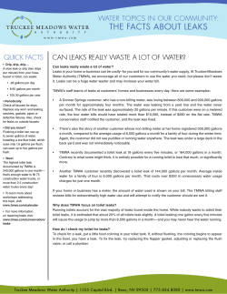 THE FACTS ABOUT LEAKS WATER TOPICS IN OUR COMMUNITY: QUICK FACTS
