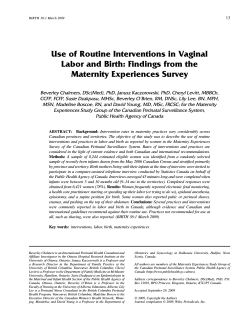 Use of Routine Interventions in Vaginal Maternity Experiences Survey