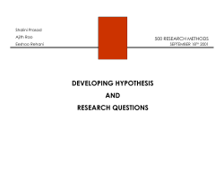 DEVELOPING HYPOTHESIS AND RESEARCH QUESTIONS 500 RESEARCH METHODS