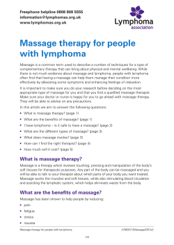 Massage therapy for people with lymphoma Freephone helpline 0808 808 5555