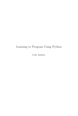 Learning to Program Using Python Cody Jackson