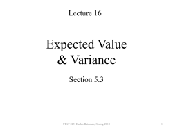 Expected Value &amp; Variance Lecture 16 Section 5.3