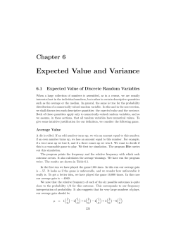 Expected Value and Variance Chapter 6 6.1 Expected Value of Discrete Random Variables