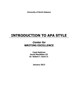 INTRODUCTION TO APA STYLE  Center for WRITING EXCELLENCE
