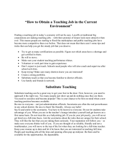 “How to Obtain a Teaching Job in the Current Environment”