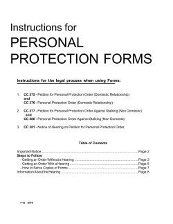 PERSONAL PROTECTION FORMS Instructions for Instructions for the legal process when using Forms: