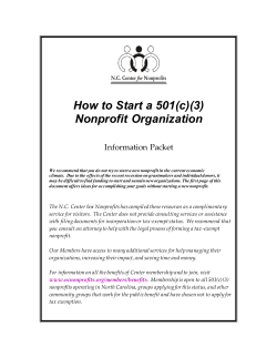 How to Start a 501(c)(3) Nonprofit Organization Information Packet